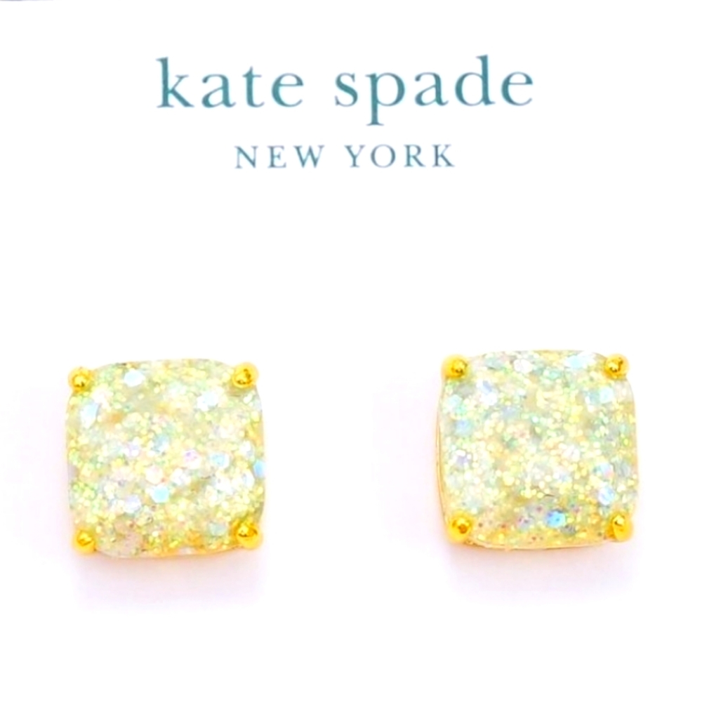 Kate spade iridescent glitter square stud earrings